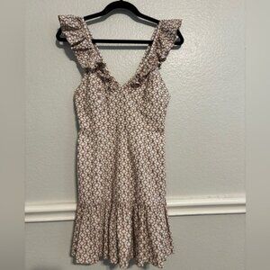 MINKPINK x Revolve Tanjil Mini Dress in Tan & White size Small